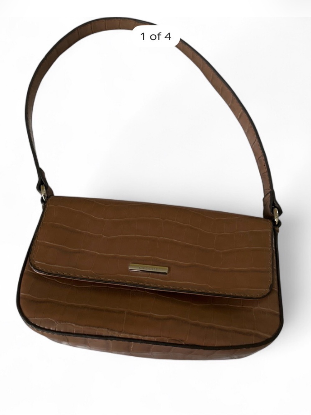 Nine West Brown Croc-Embossed Mini Shoulder Bag